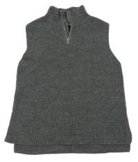 Tmavošedá melírovaná žebrovaná vlněná vesta H&M