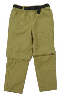 Olivové šusťákové kalhoty s odepínacími nohavicemi a páskem H&M