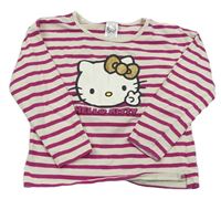 Krémovo-růžové pruhované triko s Hello Kitty C&A