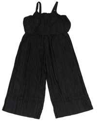 Černý plisovaný kalhotový overal 