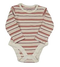 Bílo-starorůžovo-vínové pruhované žebrované body F&F