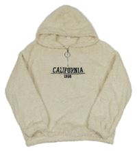 Světlebéžová chlupatá mikina s nápisem a kapucí Shein