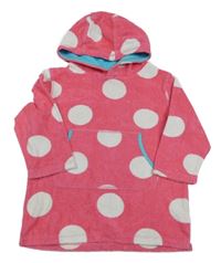 Tmavorůžový puntíkatý froté župan s kapucí Miniclub