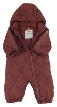 Vínová prošívaná šusťáková zimní kombinéza s kapucí Topomini