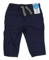 Nové - Tmavomodré plátěné kalhoty s úpletovým pasem Carter's