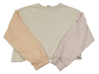 Béžovo-růžovo-meruňková crop mikina H&M