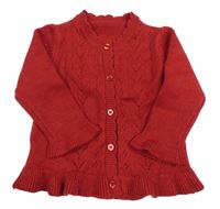 Červený propínací svetr s perforovaným vzorem Matalan