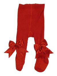 Červené punčocháče se srdíčky a mašlemi