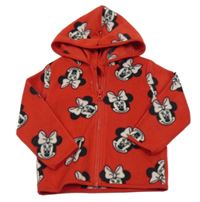 Červená fleecová propínací mikina s Minnie a kapucí George