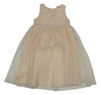 Světlerůžové puntíkaté tylové šaty Little Kids