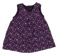 Fialové puntíkaté manšestrové laclové šaty s mašlemi H&M