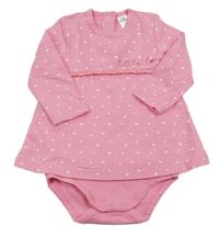 Růžová puntíkatá tunika s motýly a všitým body Topomini