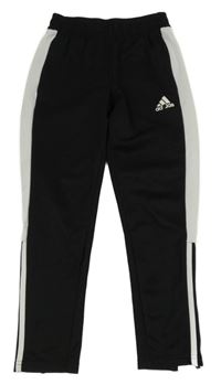 Černo-bílé sportovní funkční tepláky s logem Adidas
