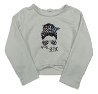 Bílá mikina s dívkou Shein