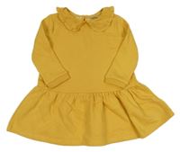 Hořčicové teplákové šaty s límečkem s madeirou F&F