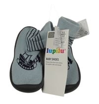 Nové - Světlemodro-černé ponožkoboty s buldozerem Lupilu vel. 20/21