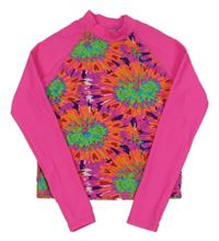 Neonově růžovo-barevné batikované UV triko