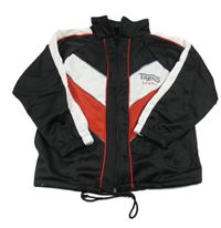 Černo-bílo-červená sportovní propínací mikina s nápisem