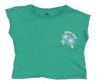 Zelené crop tričko s květy C&A