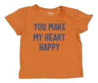 Oranžové tričko s nápisem Topomini