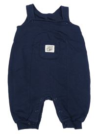 Tmavomodré laclové tepláky s kapsou s nášivkou