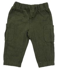 Khaki teplákové kalhoty s kapsami