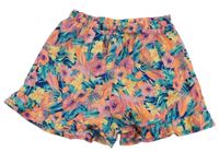 Růžovo-zelené květované lehké kraťasy Primark