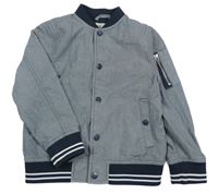Tmavomodrý melírovaný plátěný jarní bomber H&M