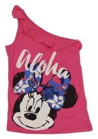 Tmavorůžový asymetrický top s Minnie a volánem