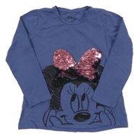 Modré triko s Minnie s překlápěcími flitry Disney