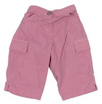 Růžové plátěné capri cargo kalhoty Next