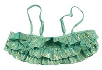Zeleno-zlatá vzorovaná plavková lambáda s volánky H&M