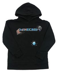 Černá mikina s nápisem - Minecraft a kapucí 