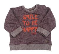 Vínová melírovaná mikina s nápisem 