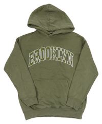Khaki mikina s nápisem a kapucí H&M