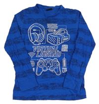 Modré pruhované pyžamové triko s potiskem C&A