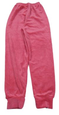 Růžové plyšové tepláky 