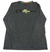 Tmavošedé melírované triko s nápisem S. Oliver