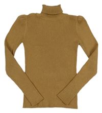 Hnědý žebrovaný svetr s rolákem Next