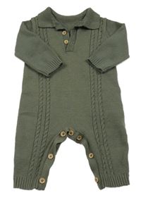 Khaki pletený overal s límečkem George