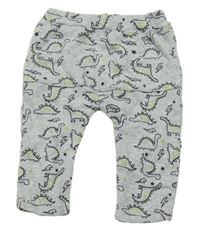 Šedé vzorované tepláky s dinosaury 