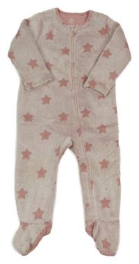Světlerůžový plyšový overal s hvězdičkami F&F
