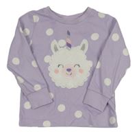 Lila puntíkaté pyžamové triko C&A