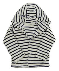 Bílo-tmavomodrá pruhovaná sametová zateplená mikina s kapucí M&S