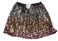 Nové - černo-stříbrná flitrová podšitá sukně dunnes