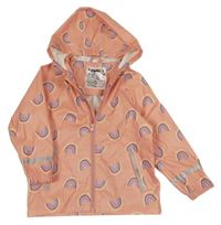 Růžová nepromokavá bunda s duhami a kapucí Lupilu