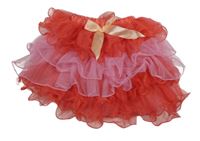 Růžovo-červená vrstvená tylová sukně 