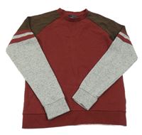 Vínovo-šedo-hnědá mikina Next