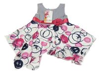 Nové - bílo-růžové vzorované šaty s květem 