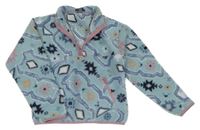 Nové - modro-růžová vzorovaná huňatá mikina dunnes